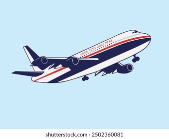 Illustration of a big passenger airplane taking off from the airport