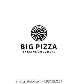 Illustration big pizza restaurant sign logo design template