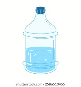 Illustration of a big plastic water container with a secure blue cap, designed for storage and bulk hydration needs.