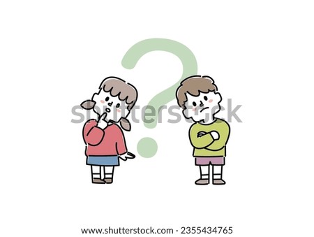  Illustration of a big question mark and a boy and a girl