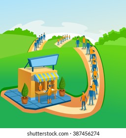 Illustration of a big queue