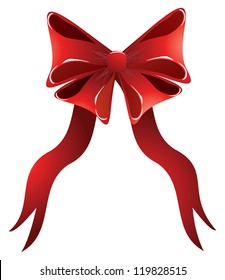 Illustration of big red holiday bow on white background