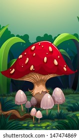 Illustration of a big red mushroom