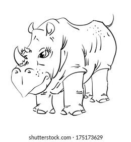  illustration with big rhinoceros  for your design