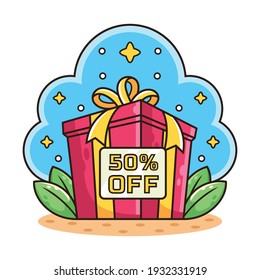 Illustration of Big Sale Cartoon. Symbol Vector Icon Illustration, Isolated on White Background