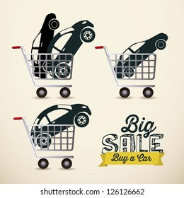 Illustration of  Big Sale label, Buy a car, vector illustration