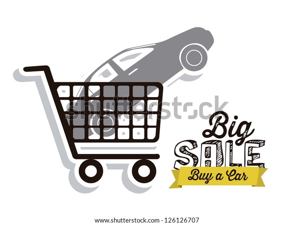 Illustration of  Big Sale label, Buy a car,\
vector\
illustration
