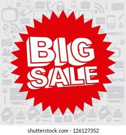 Illustration of  Big Sale label, in red color, vector illustration