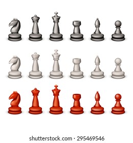 illustration of big set of chess figures on white background