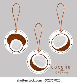 Illustration big set different types coconut nut, half coco various size. Coconut pattern consisting of collection natural half coco nut for organic nutrition. Menu from coconut nut is yummy half coco