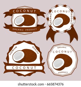 Illustration big set different types coconut nut, half coco various size. Coconut pattern consisting of collection natural half coco nut for organic nutrition. Menu from coconut nut is yummy half coco