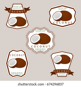 Illustration big set different types coconut nut, half coco various size. Coconut pattern consisting of collection natural half coco nut for organic nutrition. Menu from coconut nut is yummy half coco