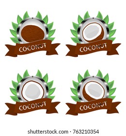 Illustration big set different types coconut nut, half coco various size. Coconut pattern consisting of collection natural half coco nut for organic nutrition. Menu from coconut nut is yummy half coco