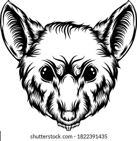 The illustration of the big shrink tattoo with the sharp teeth 