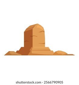 Illustration of a big single rock standing in a desert landscape