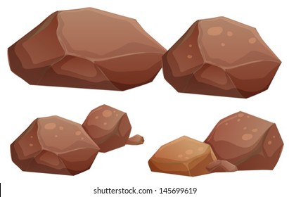 Ilustración de las rocas grandes y pequeñas sobre un fondo blanco 