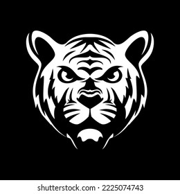 Illustration of big tiger head. Tiger angry logo. Safari wild animal. Jungle wild animal.