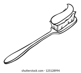 Illustration of a big toothbrush with a toothpaste on a white background