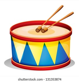 Illustration of a big toy drum on a white background