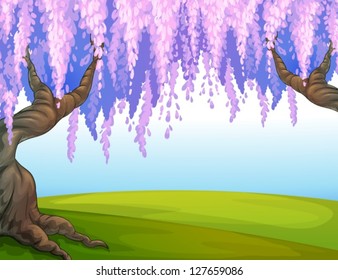Illustration of big trees in the park