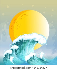 Ilustración de la gran ola y el gran sol