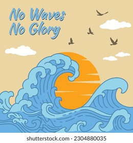 Illustration Big Wave vector. For t-shirt print and other uses.