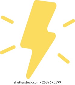 Illustration of a big yellow lightning bolt, representing power and energy, ideal for storm, thunder, or weather-related themes.

