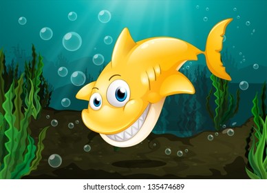 Illustration of a big yellow shark