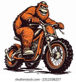 illustration of bigfoot ridinbg a motorcycle