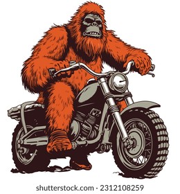 illustration of bigfoot ridinbg a motorcycle