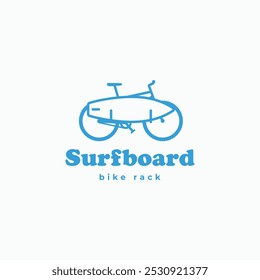 Ilustração de bicicleta levar logotipo de prancha de surfe, ícone, sinal, símbolo ilustração de vetor