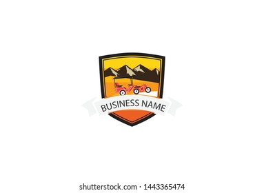 Illustration of bike challenge logo design. Isolated on white background.
