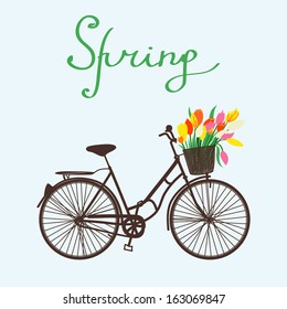 Illustration with bike and flowers