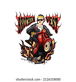 Illustrationsbiker mit Scooter-Konzept-Design-Vektorgrafik