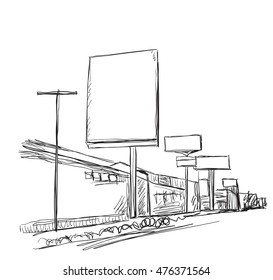 Illustration of a Billboard. Hand drawn frame