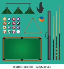 The Illustration of Billiard Game Set