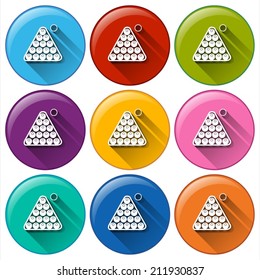 Illustration of the billiard icons on a white background