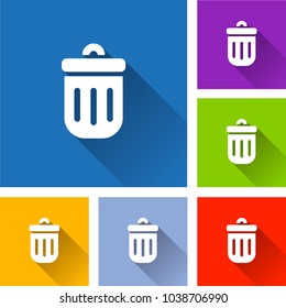 Illustration of bin icons with long shadow