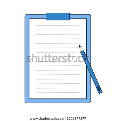 Illustration of binder, notepaper and pencil