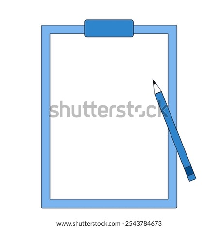 Illustration of binder, notepaper and pencil
