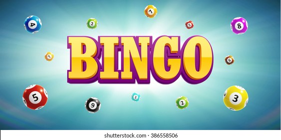 illustration of bingo lottery balls and place for text