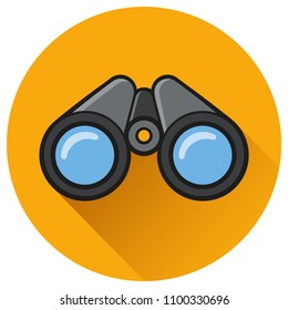 Illustration of binoculars circle flat orange icon
