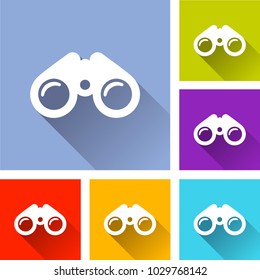 Illustration of binoculars icons with long shadow