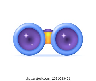 illustration of a binoculars. binoculars seen from the front. a tool for seeing or observing something from a distance. objects or equipment. symbol or icon. minimalist 3d style design. elements