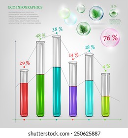 The illustration of bio infographics with transparent elements. Ecology set.