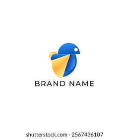 ILLUSTRATION BIRD BLUE GRADIENT COLOR GEOMETRIC LOGO ICON TEMPLATE SIMPLE DESIGN ELEMENT VECTOR