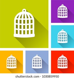 Illustration of bird cage icons with shadow