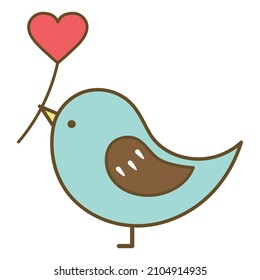 Illustration of a bird carrying a heart