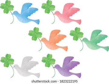 Illustration of a bird with a clover