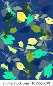 illustration of bird feather design is an overlay technique for various products